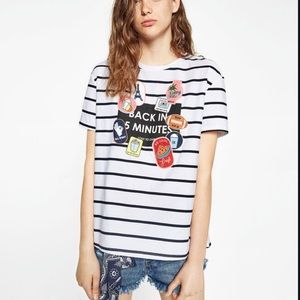 ZARA Striped Graphic T shirt